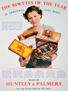 亨特利和帕尔默饼干的圣诞节广告，1935年 作者 不明