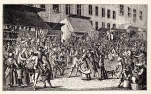 柏林的圣诞市场，1776年。 作者 不明
