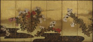 溪边的菊花，江户时代，19世纪。 作者 不明