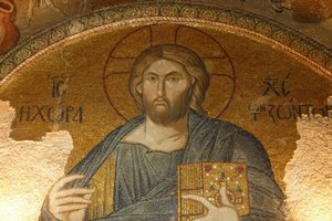 Church of St. Saviour of Chora. Roof Mosaic of Christ the Pantocrator (en gloire), Istanbul, Turquie 作者 不明