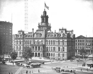 美国密歇根州底特律市政厅，摄于1900年。 作者 不明