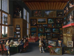 挂着照片的房间里的Cognoscenti 作者 Unbekannt