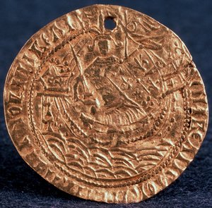沙皇伊凡三世的硬币Korabelnik，反面：他船上的尺子，1471-1490年 作者 不明