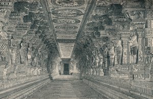 印度拉美斯瓦拉姆岛南部印度教寺庙内部的柱廊，c1903， 作者 不明