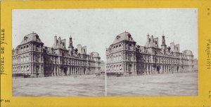 巴黎公社（1871年）：市政厅的景色。匿名摄影。印在纸板上的Dim。17x7厘米 作者 不明