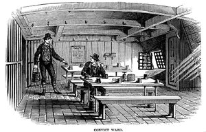 1848年，伦敦伍尔维奇的绿巨人战士监狱中的罪犯病房 作者 不明