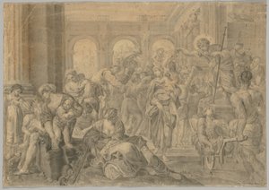 Annibale Carraccis St. Roch Giving Alms的副本，1595年或之后。 作者 不明