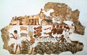 数鹅：埃及底比斯的尼巴蒙墓壁画碎片，约公元前1350年 作者 不明