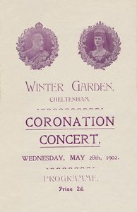 1902年在切尔滕纳姆冬季花园举行的加冕音乐会的节目封面。 作者 不明