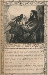 克鲁索教他的鹦鹉说话，c1870 作者 不明