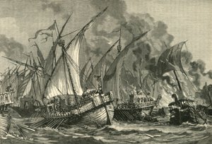 1890年在君士坦丁堡前击败撒拉逊人的舰队。 作者 不明