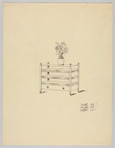 带花瓶和鲜花的三层桌设计，1900-05年 作者 不明