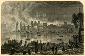 1834年10月16日破坏议会旧院，1881年。 作者 不明