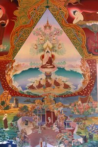 Detail of a mural painting in the Uposatha (shrine hall) of Buddhapadipa temple, Wimbledon, Grande-Bretagne 作者 不明