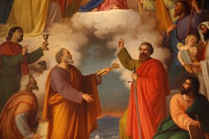Detail of a painting in Basilica di Maria Ausiliatrice showing Saint Peter and Saint Paul, Turin, Italy 作者 不明