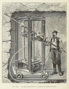 乔治-莱肖特设计的钻石钻孔机，出版。1883年版画，1883年。 作者 不明