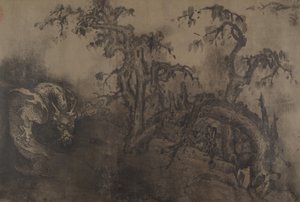 龙和风景，14世纪，加上后来的补充。 作者 不明