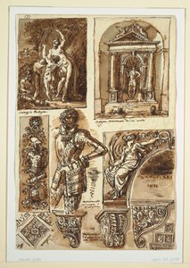绘画，博洛涅塞古迹之后的研究图，1811-4年 作者 不明