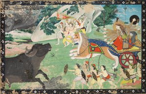 杜尔加（Durga Slaying）Mahisha，c。 1830年。 作者 不明