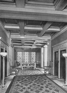 1924年，纽约市联谊俱乐部大楼一楼的电梯大厅 作者 不明