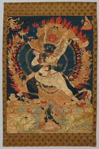 刺绣：18-19世纪的Yama和Consort。 作者 不明