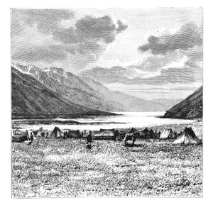 1895年英国探险队营地，西藏庞公湖，1895年 作者 不明