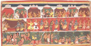 在马图拉的邂逅：页从分散的Bhagavata Purana...，约1700年。 作者 不明