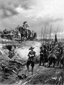 英国内战：奥利弗·克伦威尔（Oliver Cromwell）1599-1658在1644年7月2日于马斯顿·摩尔战役中 作者 不明