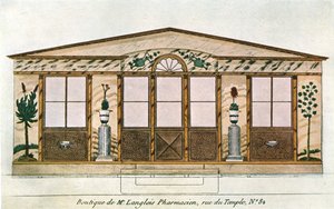 法国巴黎Langlois药剂师商店的门面画，1928年。 作者 不明