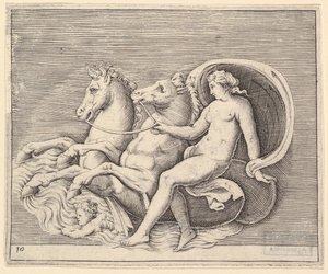 《带有两个海马的女性裸体》，出版于1599-1622。