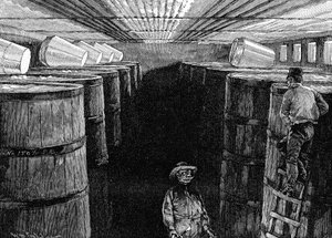 1885年，在一家美国啤酒厂中发酵酒窖 作者 不明
