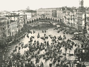 在大运河的庆祝日，威尼斯，意大利，1895年。 作者 不明