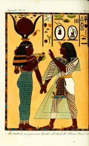 吉奥瓦尼·巴蒂斯塔·贝尔佐尼 (Giovanni Battista Belzoni) 在底比斯 (Thebes) 的墓中发现了埃及女神哈索尔 (Hathor) 和塞提一世 (Seti I) 国王的雕像 作者 不明