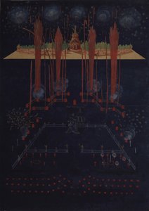 1742年2月10日，即18世纪中期的烟花和照明。 作者 不明