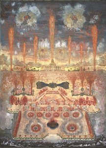 1744年6月16日在莫斯科举行的烟花和照明大会上，第18个世纪中期。 作者 不明
