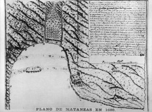 马坦萨斯（Matanzas）的第一幅画，1680年，1920年代 作者 不明