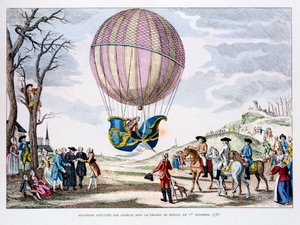 1783年12月1日，法国首次在氢气球中载人飞行1887年 作者 不明