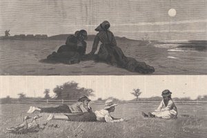 在海边和草地上调情 哈珀周刊》，第十八卷，1874年9月19日。 作者 不明