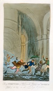 1828年伦敦泰晤士河隧道开挖期间的洪水 作者 不明