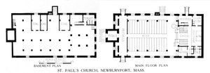 平面图，圣保罗教堂，马萨诸塞州纽伯里波特，1924年 作者 不明