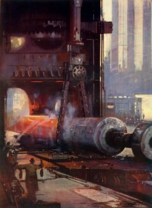为大型缸套锻造螺旋桨轴，c1930。 作者 不明