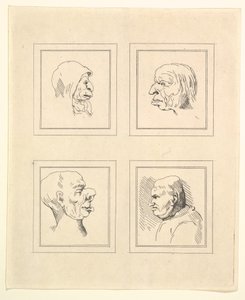 1786年，莱昂纳多·达·芬奇（Leonardo da Vinci）的《 Characaturas的四个头像》，温塞尔斯劳斯·霍拉尔（Wincelslaus Hollar）的《素描》，1786年。 作者 不明