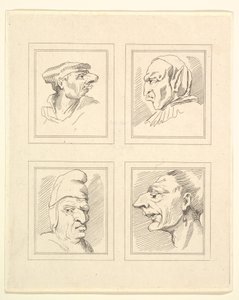 1786年，莱昂纳多·达·芬奇（Leonardo da Vinci）的《 Characaturas的四个头像》，温塞尔斯劳斯·霍拉尔（Wincelslaus Hollar）的《素描》，1786年。 作者 不明