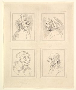 达·芬奇（Leonardo da Vinci）的《 Characaturas的四个头像》，温塞尔斯劳斯·霍拉尔（Wincelslaus Hollar）的绘画作品，摄于1786年。 作者 不明