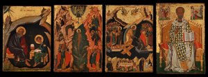 一对门板上的四个图标，可能是多联画的一部分...，15世纪初。 作者 不明