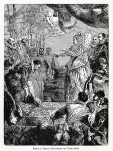 弗朗西斯·德雷克（Francis Drake）被伊丽莎白（Elizabeth）封为骑士，1882年 作者 不明