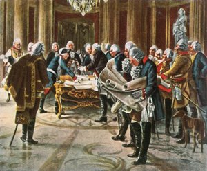 腓特烈大帝（Frederick the Great）于1936年8月与他的将军们举行了一个军事委员会。 作者 不明