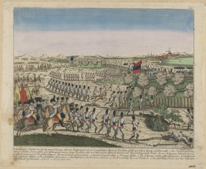 在苏黎世的第一次战斗中，法国和俄罗斯军队在苏黎世山上c。 1810 作者 不明