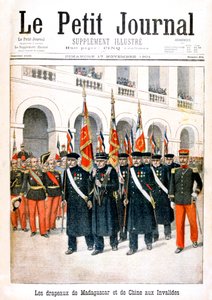 法国退伍军人手持马达加斯加和中国战役的旗帜，1901年 作者 不明