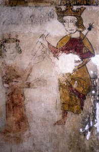Pernes-les-Fontaines (Pernes les Fontaines, Vaucluse (84)) 的费朗德塔壁画，来自 13 世纪：安茹的查理一世（1227-1285），西西里的曼弗雷德一世或霍亨斯陶芬的遗体（约 1232 年） -1266) 带来了。 作者 不明